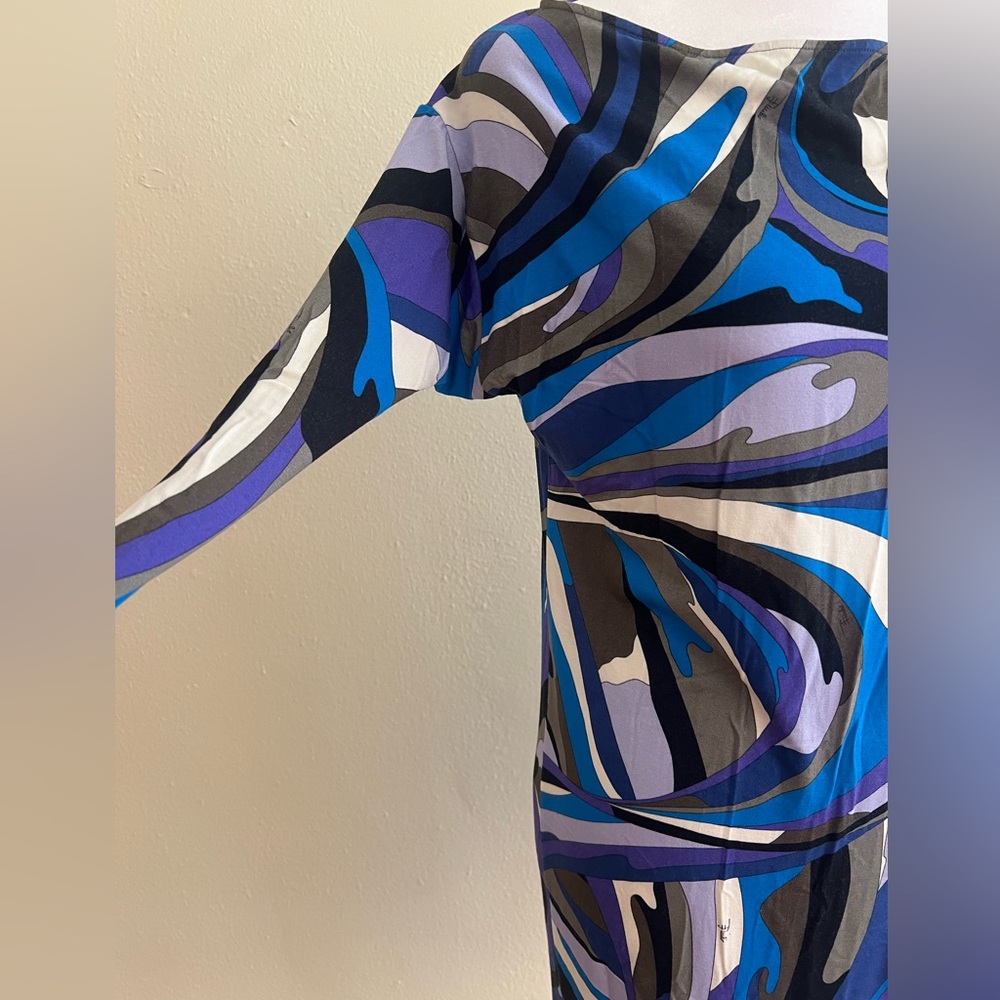 NWT Emilio Pucci Blue and Purple Swirl Dress Italy Size 40 USA 6 Multi Color - Picture 4 of 12